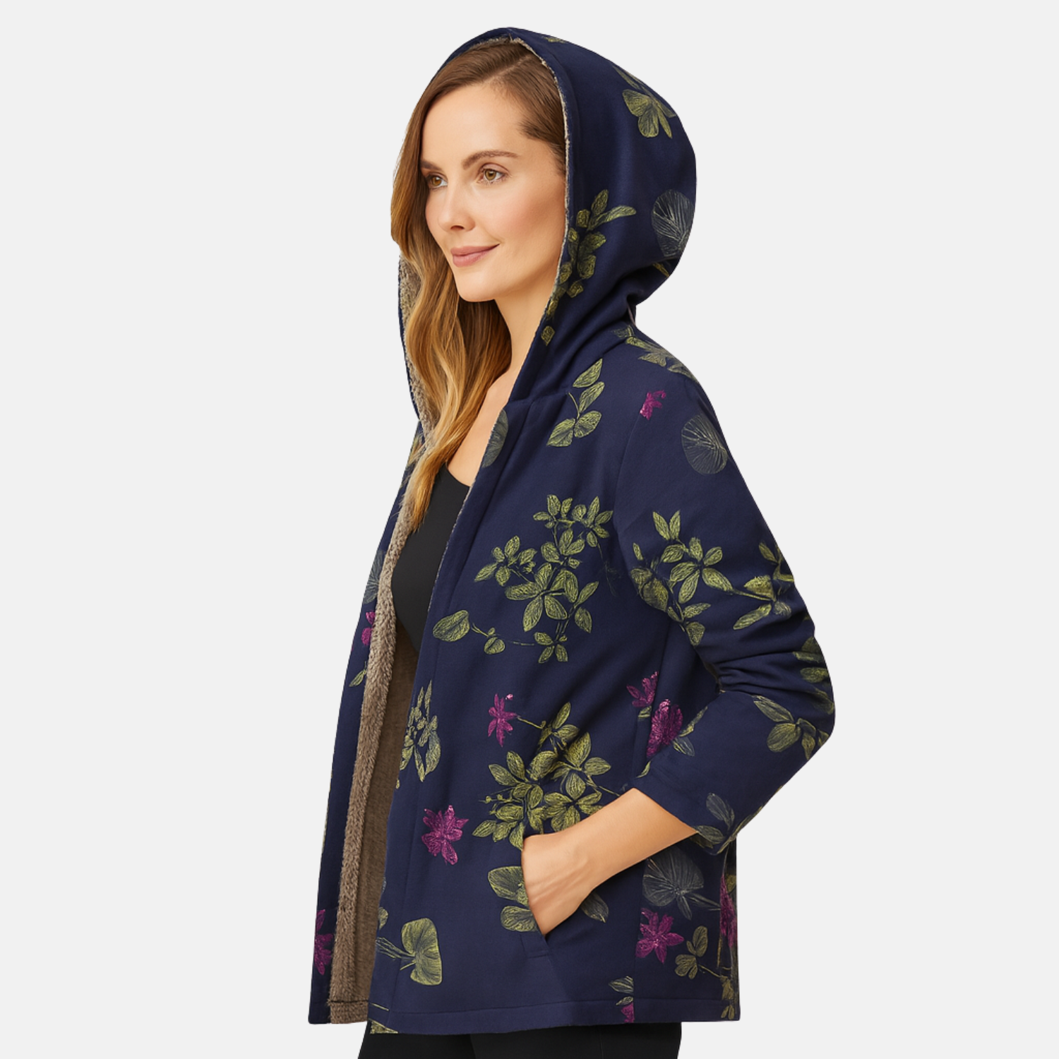 Women’s Fleece-Lined Floral Winter Jacket