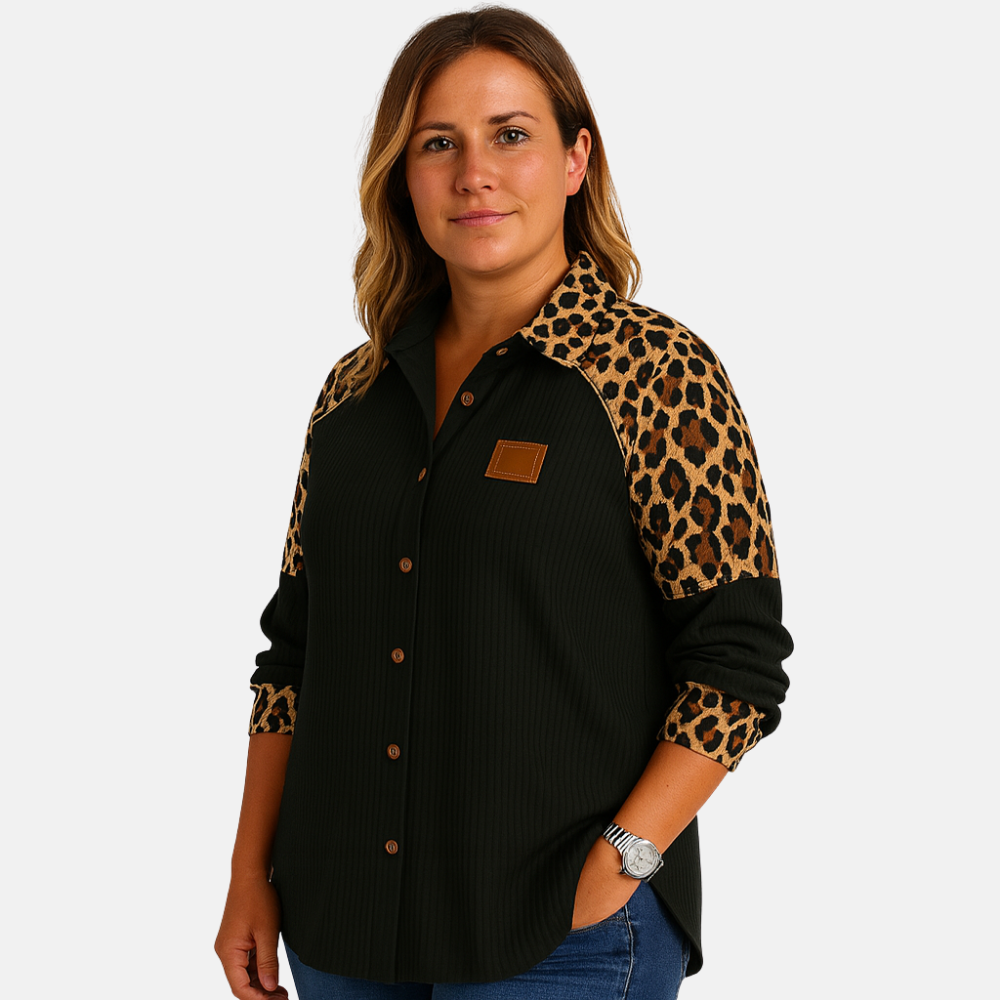 Women’s Leopard Print Button-Up Shirt